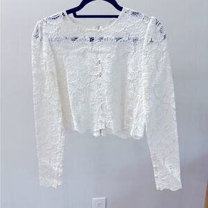 ALC White Cropped Buttoned Blouse